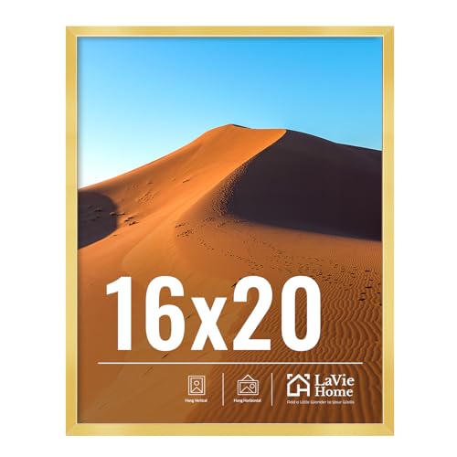 Image of LaVie Home 16x20 Picture Frame for Wall Display, 16x20 Gold Picture Frame with HD Plexiglas, 16 x 20 Poster Frame 1 Pack, Display Frame for Vertical or Horizontal, Classic Collection