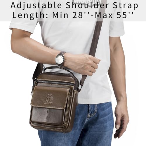 Image of Small Leather Messenger Bag for Men, Man Bag Crossbody, Men's Shoulder Bags Leather Man Purse Handbag