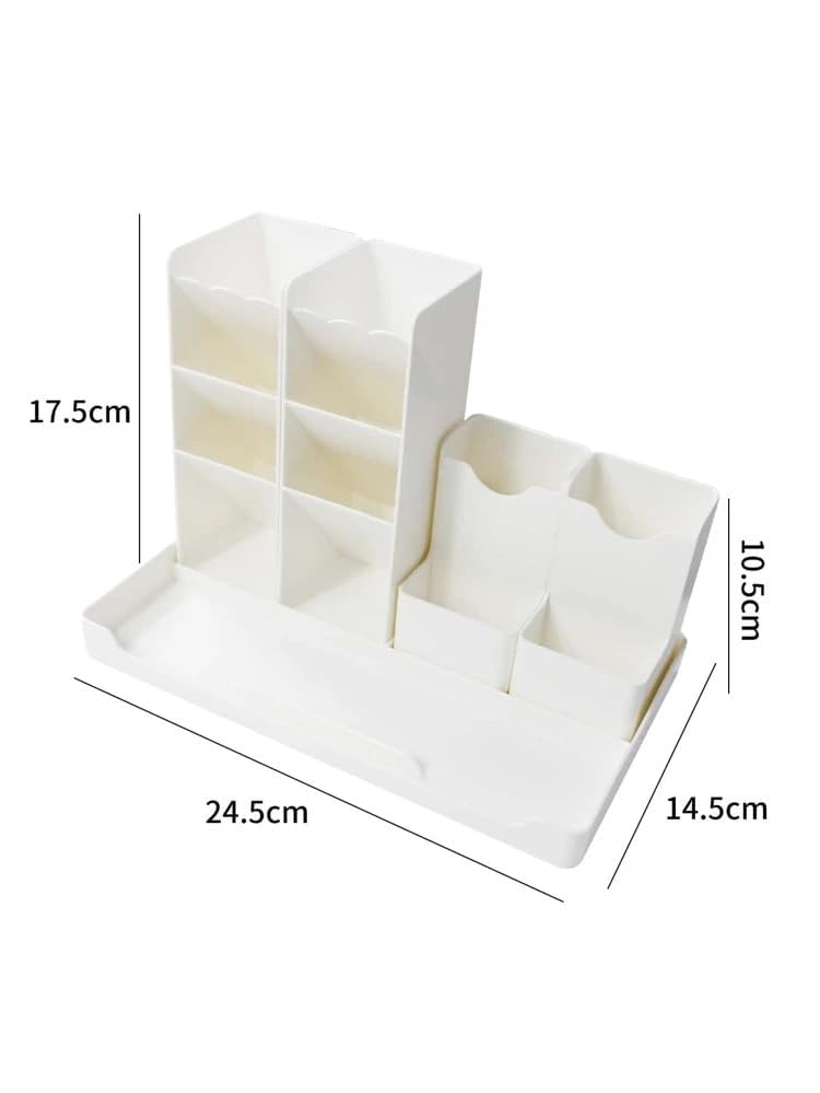 NESTIC Stackable Office Pen Organizer for small Desk Large-Capacity Cute Stationery Art Supplies and Marker Storage Organizer crayon Caddy Box for Office/School/Home(White-1Pcs) 1