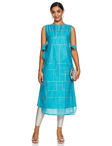 Image of Amazon Brand - Myx Women's Regular Fit Kurta in Poly Chanderi