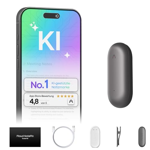 Plaud NotePin Sprachrekorder, KI-Sprachrekorder, App-Steuerung, KI-Notizgerät, KI-Transkription & Zusammenfassung, 112 Sprachen, 64GB Speicher, Audiorekorder für Vorlesungen, Meetings, Kosmisches Grau Plaud NotePin Sprachrekorder, KI-Sprachrekorder, App-Steuerung, KI-Notizgerät, KI-Transkription & Zusammenfassung, 112 Sprachen, 64GB Speicher, Audiorekorder für Vorlesungen, Meetings, Kosmisches Grau