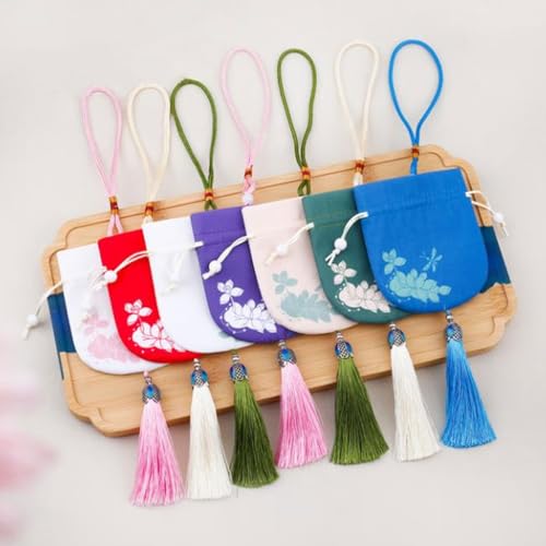 10 bolsas de sachet chinas de brocado con cordón miniatura 6
