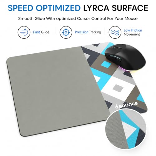 Image of Sounce Mouse Pad | Speed & Precision Optimised | Premium Anti-Skid Rubber Base | Premium Microfiber Surface | Home & Office, Laptop, Gaming, PC, Mac | 240 x 210 x 3mm | Grey