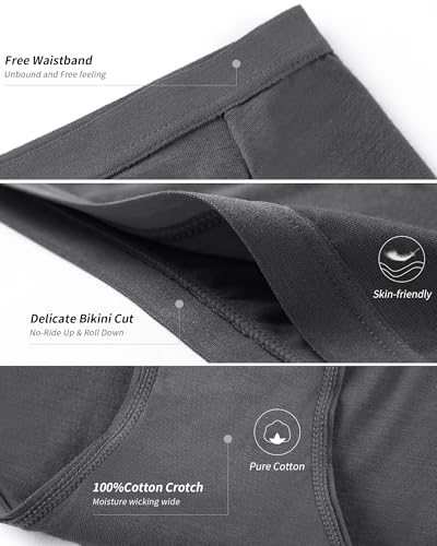 Image of CULAYII Women's Cotton Bikini Panties, High-Cut Full Coverage Stretch Cool Underwear for Women