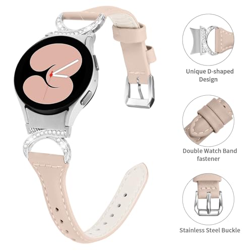 WLeatheR Band Compatible With Galaxy Watch 6 40mm 44mm/Galaxy Watch 6 Classic 43mm 47mm,Adjustable Genuine Leather Wrist Strap with Metal Buckle2