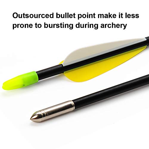 Antsir 28 Fiberglass Archery Target Arrows-Practice Arrows For Kids Youth Or Beginners On Recurve Bow Traditional Bow Long Bow(Yellow Vanes Pack Of 12) #TOP5