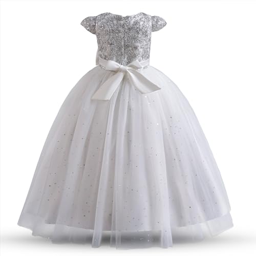 NNJXD Flower Girl Wedding Dress Tutu Birthday Party Elegant Princess Long Pageant Gown3