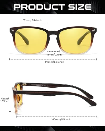 SODQW Night Driving Glasses for Women Men Polarized Anti Glare Night Vision Yellow Glasses for Driving4