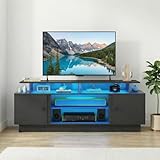 YITAHOME Modern TV Stand for 80 inch TVs, Entertainment Center with LED Lights &...