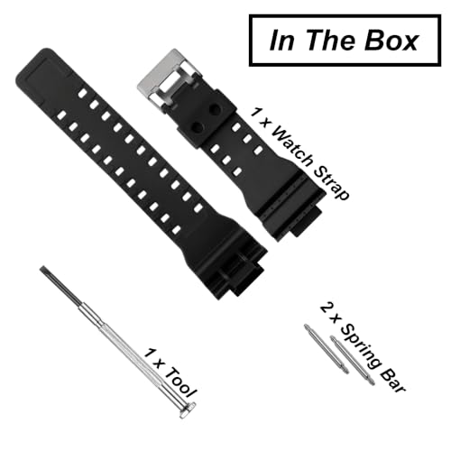 Image of DBLACK ''CDS3'' 16MM Resin Watch Strap / / Best Replacement, Compatible Strap with CASI0 Gshock GD-120, GA-100, GA-110, GA-100C & Other Model Watches