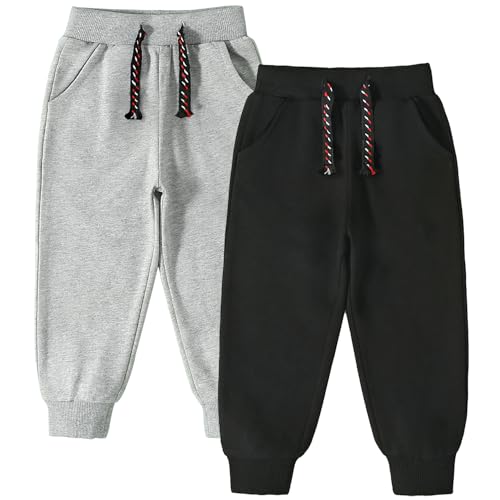 Bumeex Baby and Toddler Boys' 2-Pack Pull on French Terry Pants 1-7Y