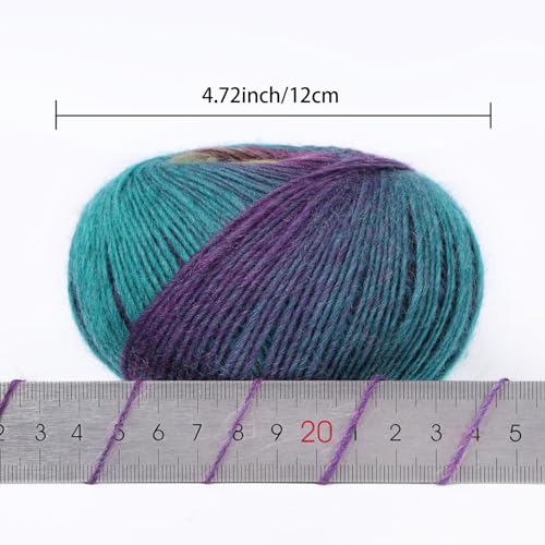 Image of NICEEC 3 Skeins 100% Rainbow Wool Yarn Soft Gradient, Self-Striping, Colorful Single Ply Yarn for Crochet & Knitting (Total 196ydsx3 /1.76ozx3) - 30#
