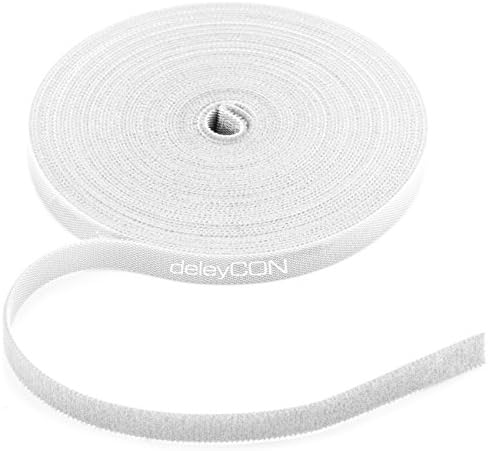 deleyCON 10m Klett Kabelbinder Klettbandrolle 10mm zuschneidbar - Weiß | Pflanzenbinder, Klettband, Kabelmanagement, Kabelorganizer, Klettkabelbinder, Klettverschluss, 10mm breit