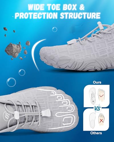 Hike Barefoot Shoes Womens Mens Footwear, Pro Water Shoe Women Men Barefoot Hiking Beach Grounding Shoes for Travel, Wide Toe Box Zero Drop Non-Slip Breathable Lightweight (Women 9.5 / Men 8.5)4