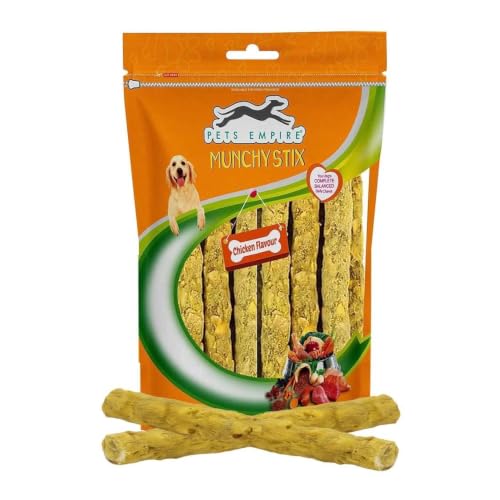 Image of PETS EMPIRE Munchy Stix Dog Treats, Chicken | Mutton Flavour Chew Sticks | Healthy Reward Treats for Dogs | High Protein Daily Chews (1Kg, Chicken, Pack of 1)