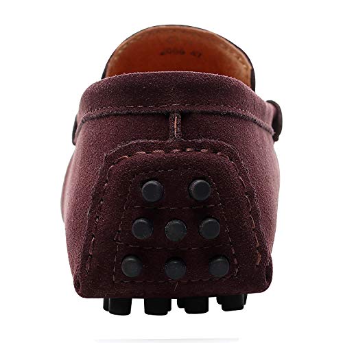 Image of ANUFER Men's Suede Leather Penny Loafers Comfort Driving Shoes Moccasin Slippers