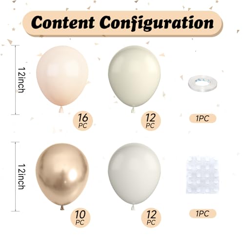 Ivory White and Pink Balloons,50PCS 12 Inch Boho Balloon with Retro Pastel Pink Beige Champagne Gold Ivory White Latex Balloons for Neutral Baby Shower Boho Wedding Bridal Party Decorations — view 2