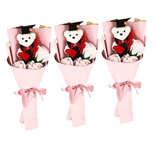 Aboofan 3Pcs Graduation Bouquet Ladies Gifts Mini Decor Plush Keychain Animal Plush Bear Graduation Flower Bouquet Stuffed Animal Bear Graduation Gift Bouquet Graduation Flower Bear Miss #TOP22