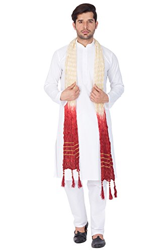 Image of VASTRAMAY Men's Burgandy Silk Blend Only Kurta