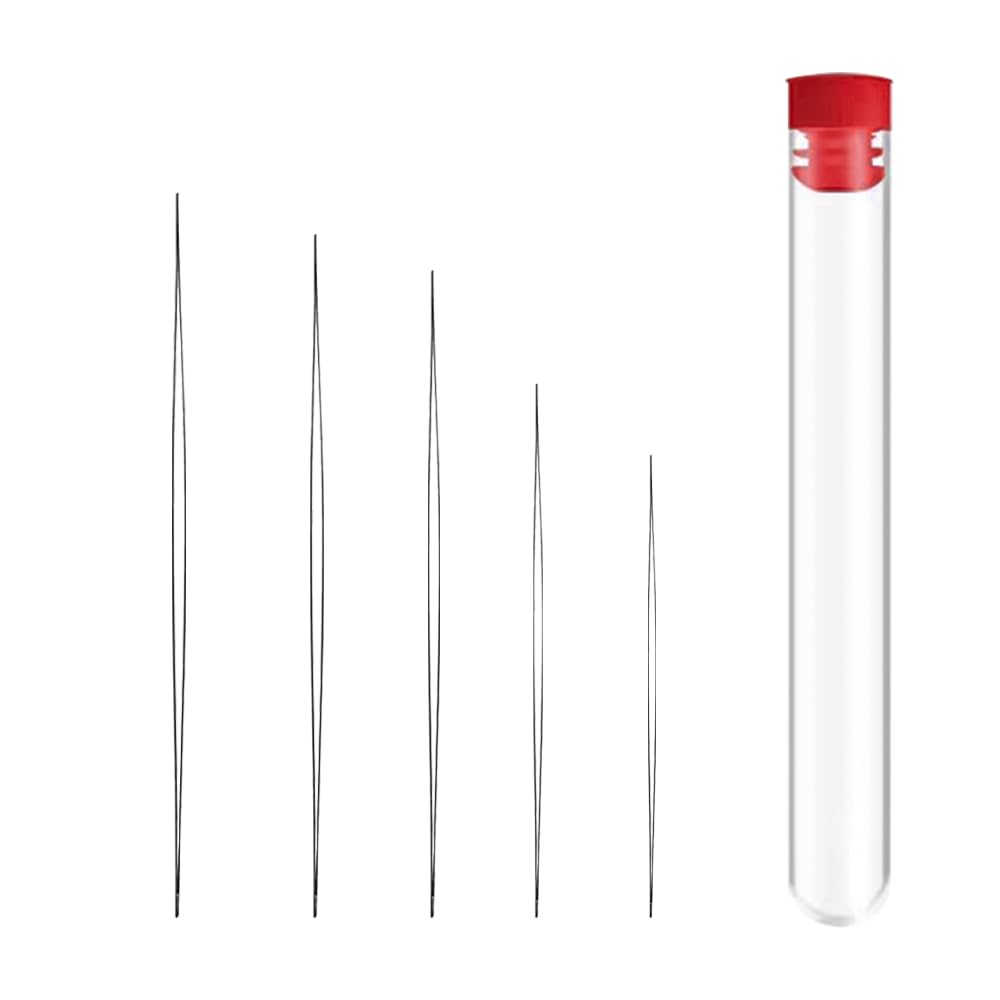 Lmyzcbzl Silber Bead Needle, 5 Sizes Beading Needle, Big Eye Beading Needles, Stainless Steel Sewing Needles, Stainless Steel Embroidery Needles, With Needle Bottle, For Jewelry Making