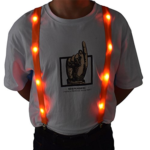 AMNQUERXUS LED Glow Light Up Suspenders Trouser Braces Y Shape Suspenders Gifts for Men Women (Orange)