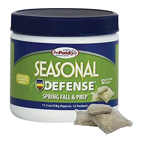 The Pond Guy Seasonal Defense, Spring & Fall Beneficial Bacteria, Barley & Enzymes, Cold Water Pond Sludge & Scum Treatment, Fish & Plant Safe, 12 Packets Cover