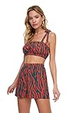 top y falda larga para fiesta  Trendyol Bottom Top Team mit Zebra Gemustert Viskose Shorts Conjunto de Falda, Orange, 42 señoras
