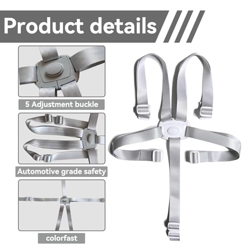 Gurt Sicherheitsgurt,5 Punkt Gurt Hochstuhl für tripp trapp gurt,für Tripp Trapp Hochstuhl Kinderwagen,Verstellbare 5 Punkt Gurt Kinderwagen zum Kinder Bollerwagen,Babyhochstuhl Zubehör(Silber)