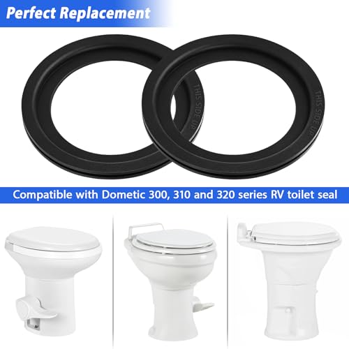 Image of RV Toilet Seal Kit, 385311658 Flush Ball Seal Gasket Replacement for Dometic 300 /310 /320 Toilet - 2 Pack