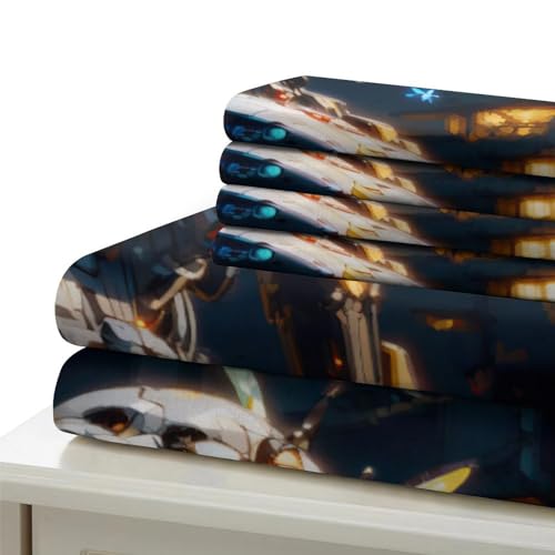 Parure de lit mecha impression 3D microfibre ultra douce anti-plis pour lit double