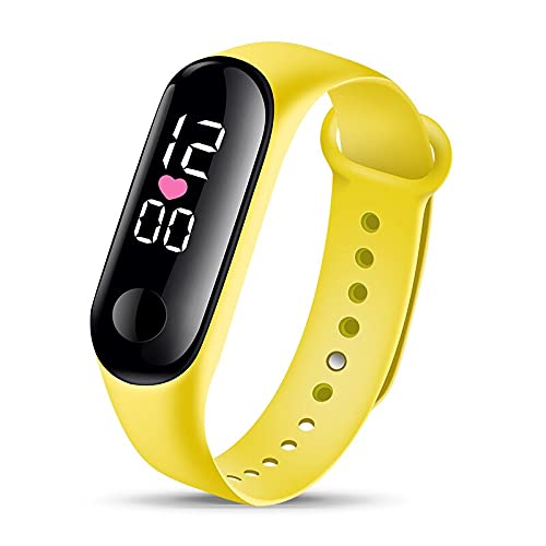Reloj para niña Reloj para niños Niñas Vida Digital LED Reloj Deportivo Fecha electrónica Relojes Reloj de Regalo Relojes para niñas (Color : Yellow)
