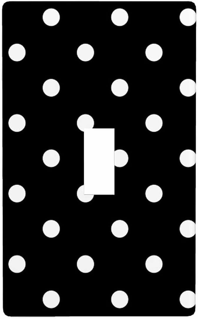 Moslion Black White Polka Dots Single Toggle Wall Plate Vintage Spots Light Switch Outlet Cover Plug Decor Home Office Living Room