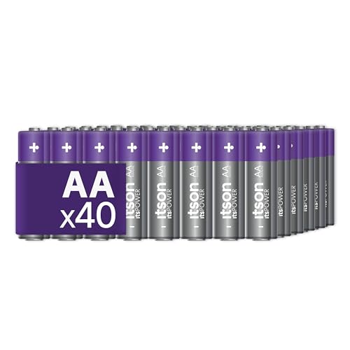 ITSON, 40 Pilas AA, 1,5 V, Pilas alcalinas para Relojes, linternas, mandos a Distancia, Embalaje Respetuoso con el Medio Ambiente, 95% recicladas