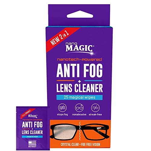 Nano Magic 2-in-1 Anti Fog & Lens Cleaning Wipes, Designed for Delicate Optics, Eyeglasses, Face Shields, Eyeglass Wipes with Invisible Nano Coating, Quick Dry, Streak-Free Lens Wipes
