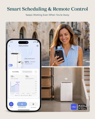 Levoit Dehumidifier for Basement & Home, DOE 25 Pint/Day (Max 84 Pint/Day) | 2025 Most Efficient Energy Star Certified, Drain Hose for Flexible Drainage, Wi-Fi Smart Control, Removable Pump, MERV Filter - image 5