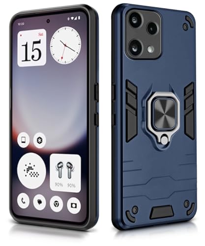 Image of WOW IMAGINE Shock Proof Back Case Mobile Cover for Nothing Phone 3A Lite | Back Cover Case (Tough Armor | Hybrid PC + TPU | Ring Holder & in-Built Kickstand | Blue)