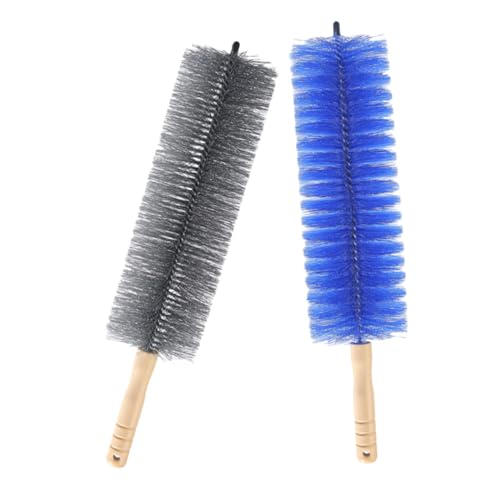 Hohopeti 2 Piezas Cepillo para Limpieza de Ventiladores y Rejillas Unidades Microfibra Flexible para Polvo Radiadores Tapicerías y Aire Acondicionado sin Agua Colores Gris y Azul