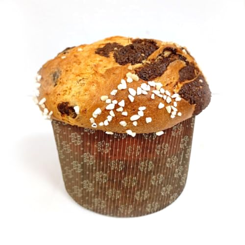DELICIXIMO - Panettone de Chocolate Italiano (500g) - El Clásico Bizcocho Navideño con Gotas de Cacao y Mantequilla - Masa Tierna y Aromática
