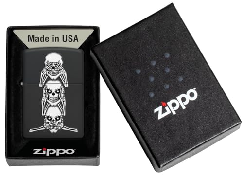 Zippo No Evil Skull Black Matte Encendedor de Bolsillo miniatura 5