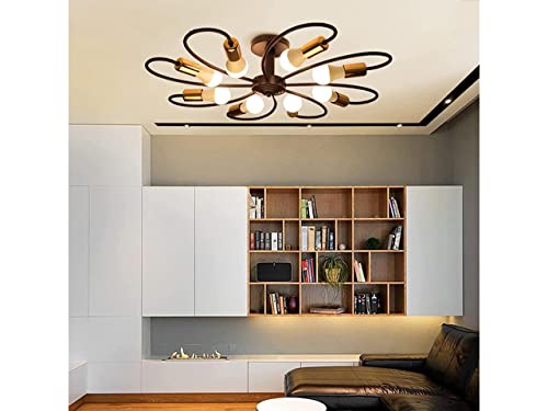 Image of Metal Nordic Pendant Lights Lamps Modern Ceiling Light Hanging Lamp Home Decor Chandelier.(Bulb Not Included) (8 Light Black)