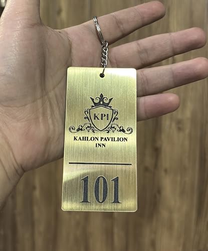 Image of BS ENTERPRISES Customised Hotel Keyring & Keychain With Hotel Name, Room Number. Tag Keychain For Hotel, Office, Home, Flat Key 3x1.7inches