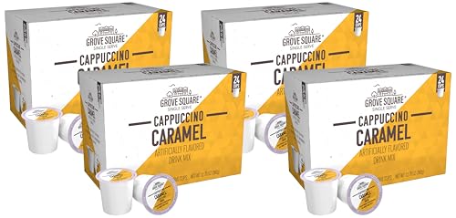 Image of Grove Square Cappuccino Pods, Caramel, Single Serve 24 Count (Pack of 4)