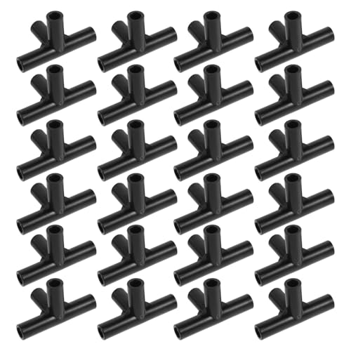 Cabilock 30pcs 90 Degree 4 Way Closet Rod Connectors, 8mm Black Plastic