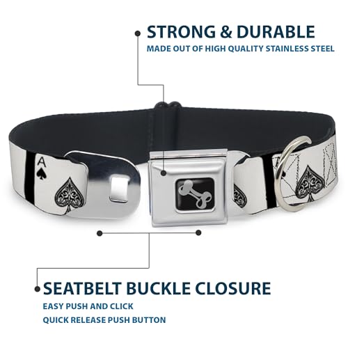 Collier de chien en forme d'os Buckle Down As de Pique ajustable