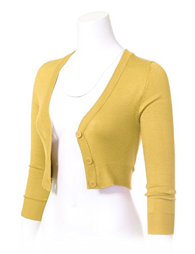 Image of Allsense Women's Cropped Bolero Shrug Cardigan | 3 /4 Sleeve, Button Down, Lightweight Knit Sweater