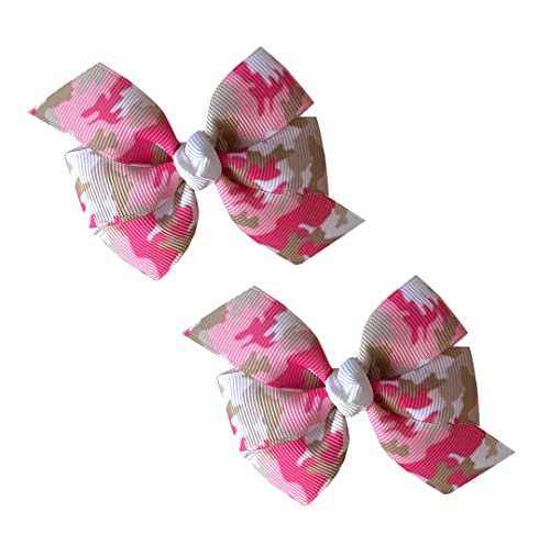 Wd2U Set Of Two Pink Camouflage Camo Hair Bows Alligator Clips Usa #TOP21