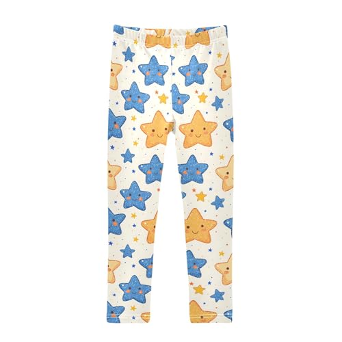 Cute Simple Stars Girls Leggings Soft Comfortable Athletic Leggings Dancing Pants for 4-10 Years