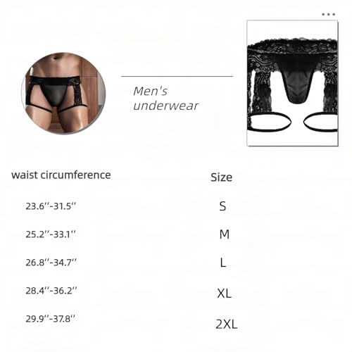 Men's Lace Underwear Sexy Boxer Briefs - Sheer Mesh Low-Rise Panties with 3D Pouch, Comfortable & Breathable3