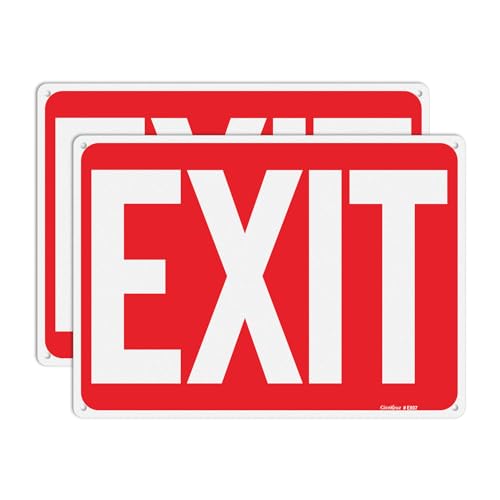 GicnKeuz Exit Signs 107 Inches Exit Red Sign .040 Reflective Aluminum Waterproof and Fade Resistant 4 Pre-drilled holes Easy to Install Indoors and Outdoors Use (2-pack)