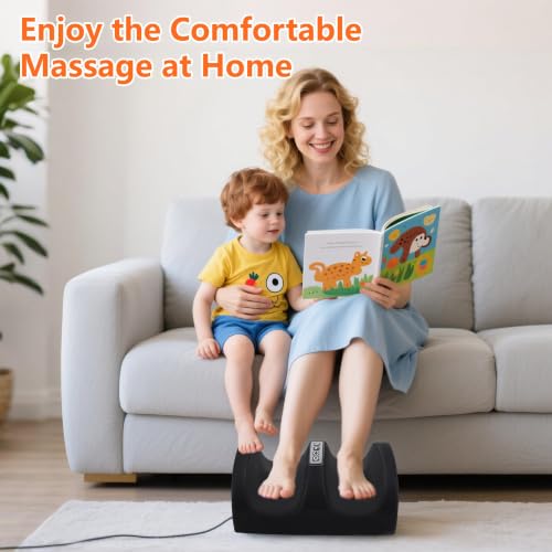 Image of Black Foot Massager with Heat Electric Foot and Calf Massager with Roller Deep Shiatsu Feet Massage for Plantar Fasciitis Neuropathy & Pain Relief Gifts for Women & Men